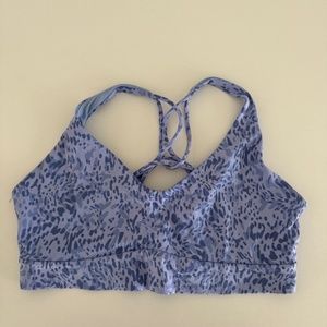 Athleta Solace Bra, Size S Periwinkle; "liquid petals"
